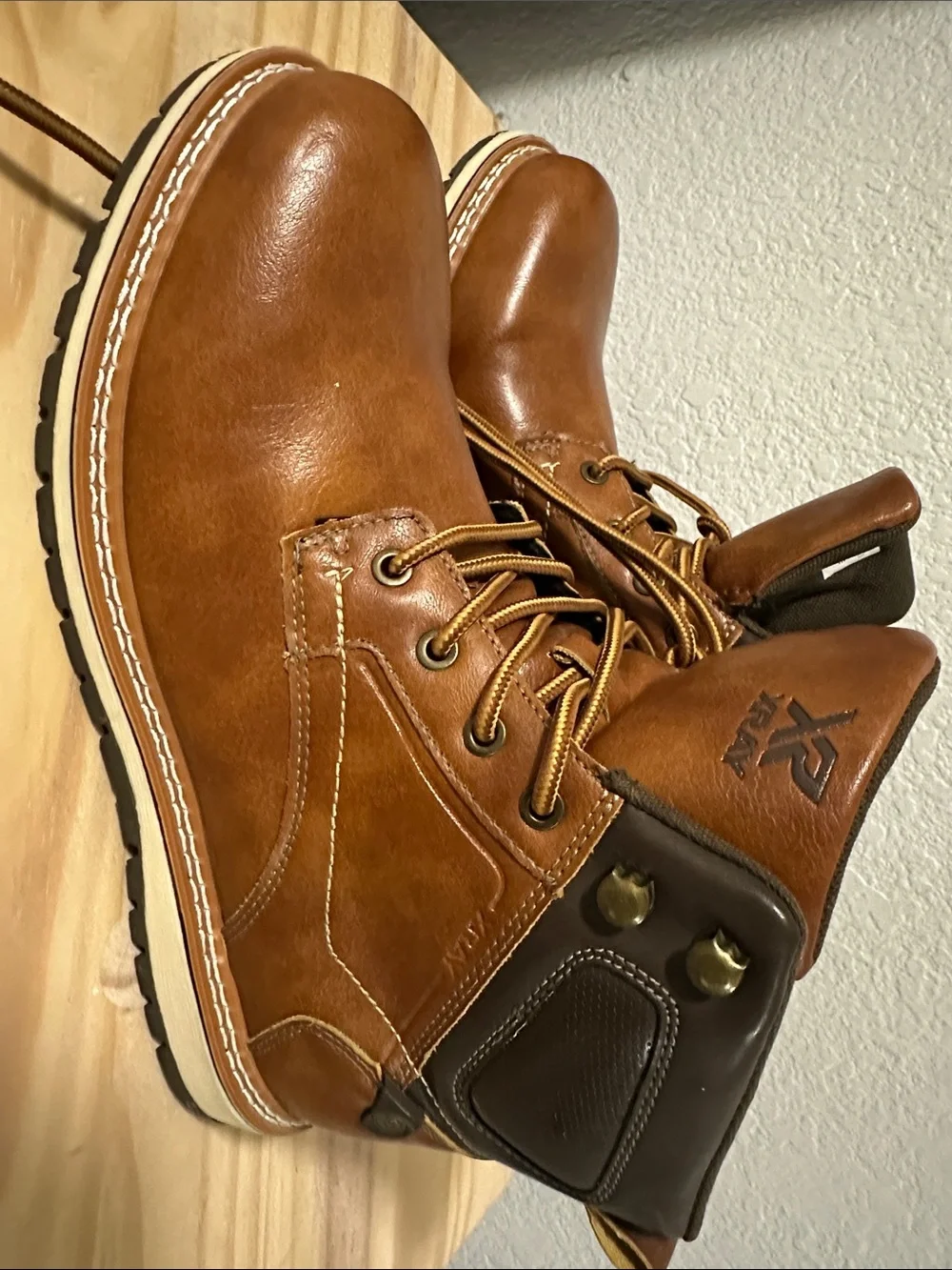 Xray Men's Brown Work Boots - Lace-Up Casual Comfort 8.5